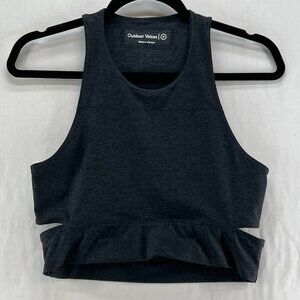 Outdoor Voices Slashback Crop Top Size M Athletic High Neck Cut Out Heather Gray